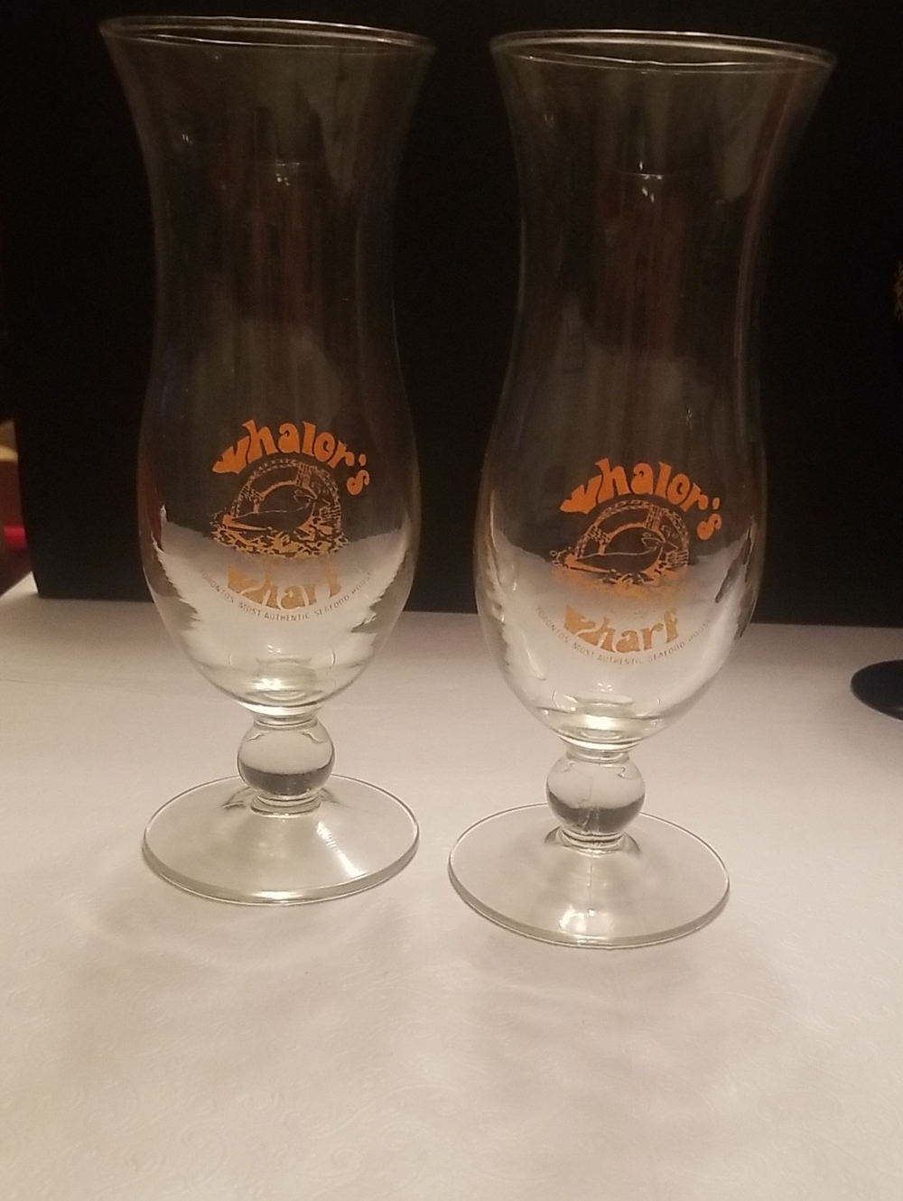 Whalers Wharf Logo Hurricane Glasses - Set of 2